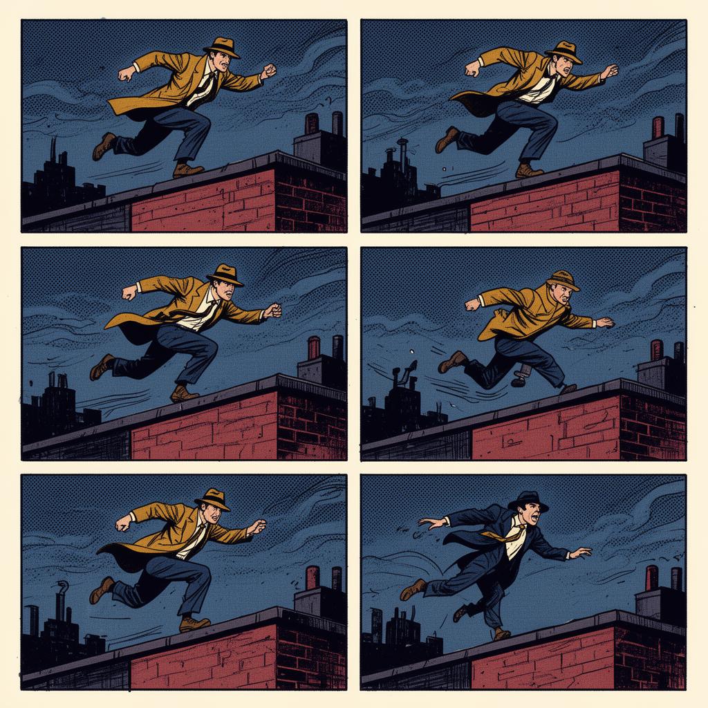 Rooftop Chase — comic illustration by Patrik Szalka