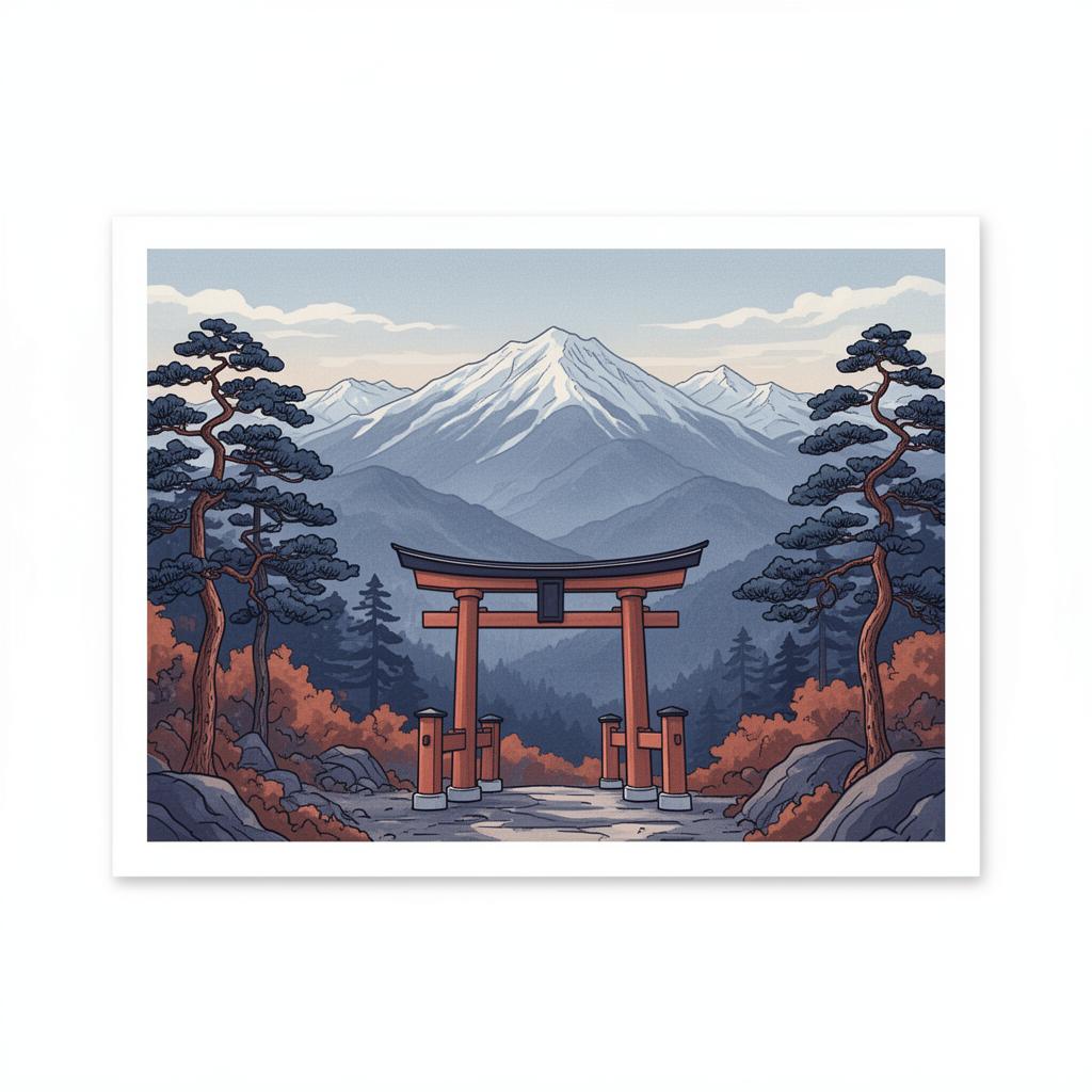 Mountain Shrine — postcard illustration by Patrik Szalka