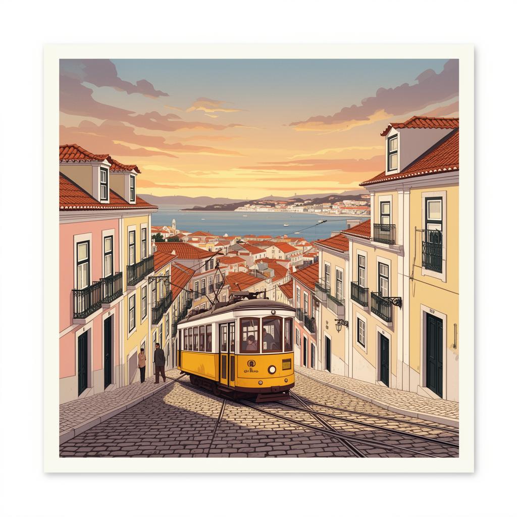 Lisbon Tram — postcard illustration by Patrik Szalka